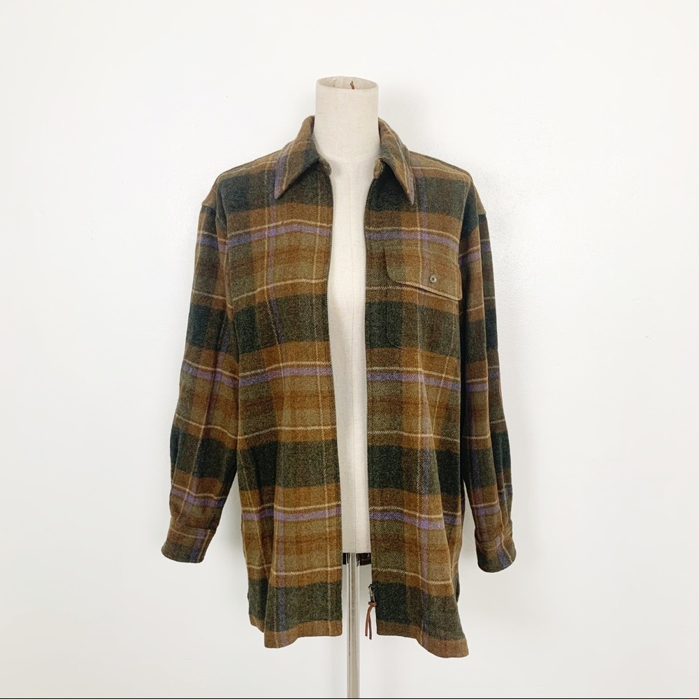 SOLD Vintage L.L Bean Wool Plaid Zip Shirt Jacket - Picture 6 of 9